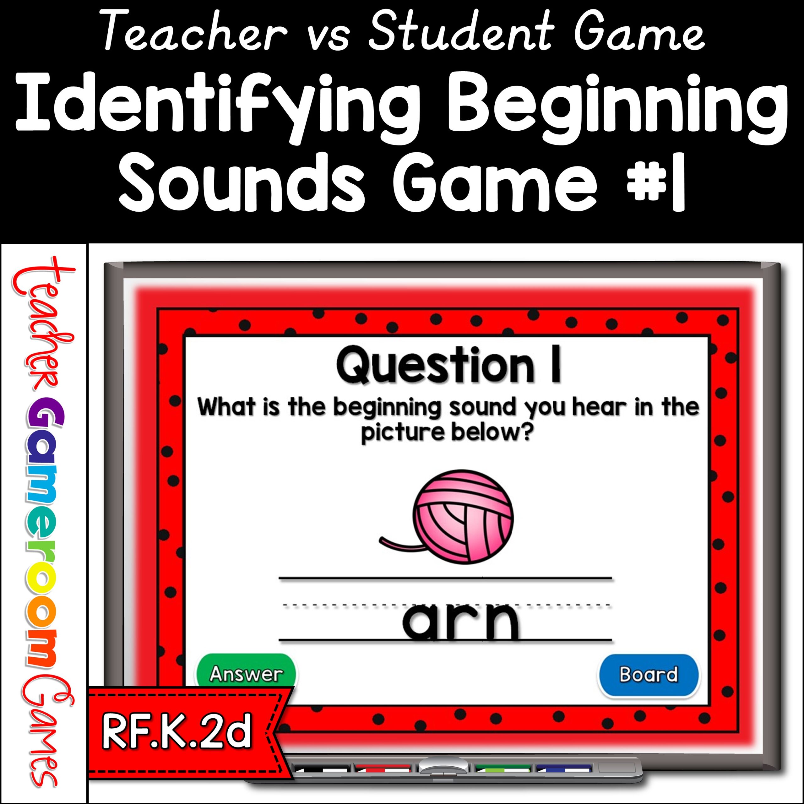 Identifying Beginning Sounds Teacher vs. Student Game 1 Cover - Teacher ...