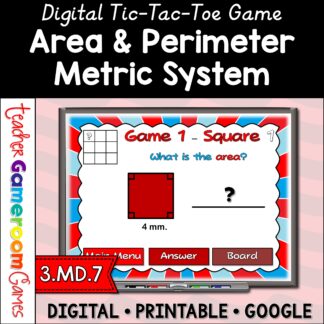 area and perimeter tic tac toe game (metric system) cover