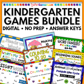 kindergarten grade games bundle cover