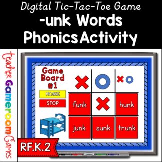 word families tic tac toe game unk words cover