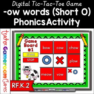 word families tic tac toe ow (short o) game cover