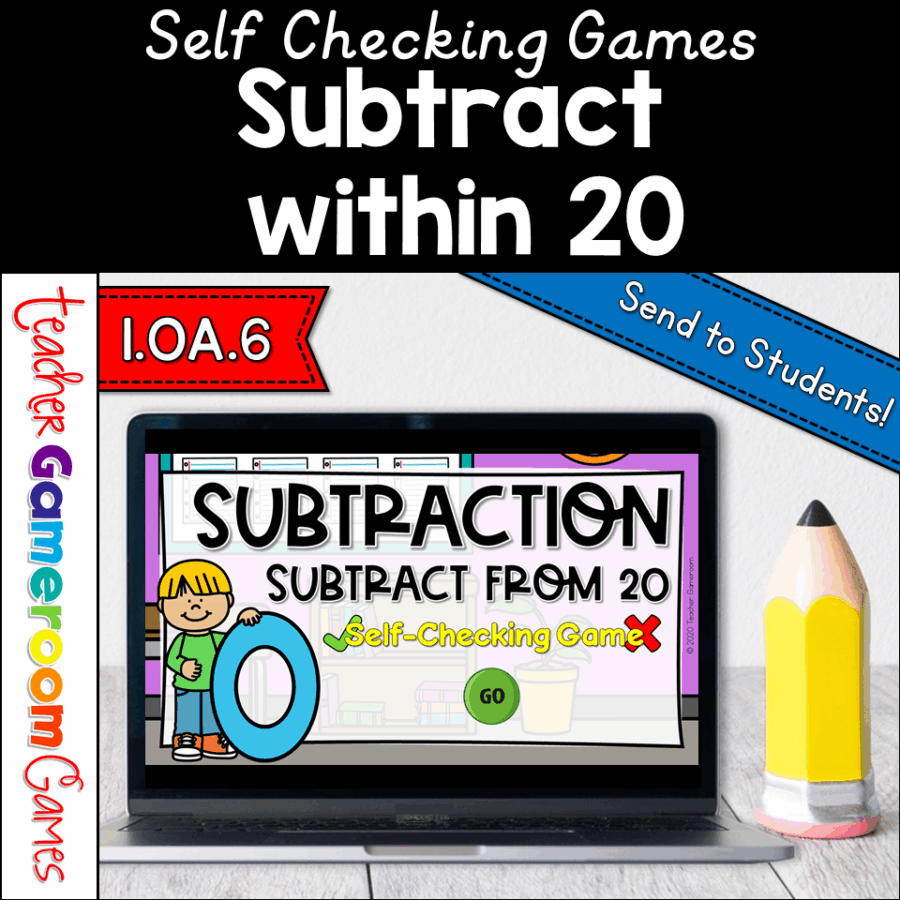 Subtraction within 20 Self Checking Powerpoint Game