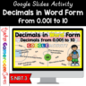 Decimals in Word Form Google Activity