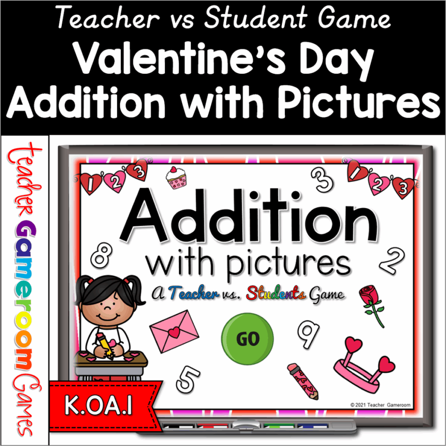 Valentine's Day Addition with Pictures Powerpoint Game